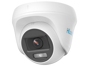 Cámara de Vigilancia tipo Domo HiLook ColorVu Turret de 2MP (1920 x 1080p), Luz blanca hasta 20m, IP66. Color Blanco.