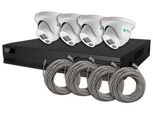 Kit de Videovigilancia IP Meriva MKIP2MP-4T-4P, 4 Cámaras IP Tipo Domo MTD-203D de 2MP con Micrófono Integrado, NVR MNVR-1744-4P con PoE Integrado de 4 Canales, 4 Cables Patch Cat6 UTP.