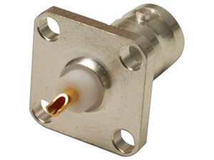 Conector BNC Hembra RF Industries RFB-1115-S para Chasis, 4 Perforaciones con 12.7 mm.