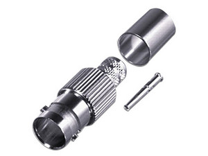Conector BNC Hembra RF INDUSTRIES RFB-1724-Q de anillo plegable para Cable RG-6/U, Níquel, Oro, Teflón.