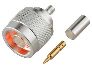 Conector RF Industries tipo N Macho de Anillo Plegable, para Cable RG-58/U.