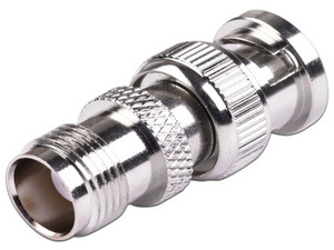 Adaptador en Línea RF Industries RFT-1230 de Conector TNC Hembra a BNC Macho, Color Plateado.
