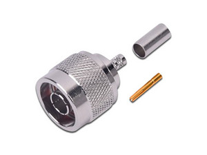 Conector N Macho RF INDUSTRIES RP-1005-C, Inverso de Anillo Plegable para cables RG-58/U, RG-142/U.