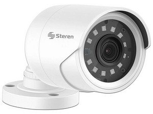 Cámara CCTV Tetrahíbrida Steren CCTV-1018, Mini Bala, Full HD 1080p, Visión Nocturna. Resistente para Exteriores y Compatible con CVBS, AHD, TVI, y CVI. Color Blanco.