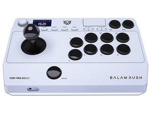 Control Arcade Balam Rush Fury Pro AS900, Compatible con PS4, PS3, Nintendo Switch, Android, iOS y PC, Bluetooth, Batería Recargable, Color Blanco.