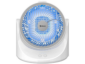 Ventilador de Escritorio Steren FAN-200 de 19cm de Diámetro, Con Enfriador, 3 Velocidades, Luz Led, Color Blanco.