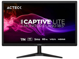 Monitor LED Acteck Captive Lite CL185 de 18.5", Resolución 1366 x 768, 5 ms, 60 Hz, Color Negro.