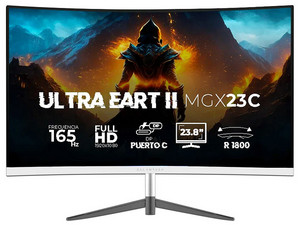 Monitor Gamer Curvo Balam Rush Ultra Eart II MGX23C de 23.8", Resolución 1920 x 1080 (Full HD 1080p), 1 ms, 165Hz, Color Blanco.