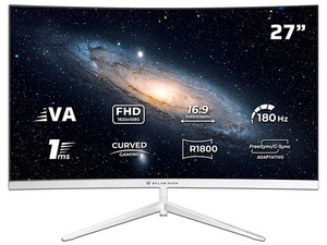 Monitor Gamer Curvo Balam Rush Andromeda MAG27Y de 27", FreeSync, Flicker Free, 180Hz, 1 ms, Color Blanco.