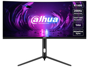 Monitor Curvo Dahua E330 de 29.5", Resolución 2560 x 1080, 1 ms, 200 Hz. Color Negro.