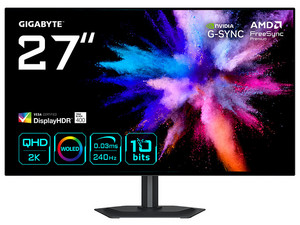 Monitor Gamer Gigabyte GO27Q24G de 27", Resolución 2560 x 1440 (QHD), 240Hz, 0.03ms GTG. Color Negro.