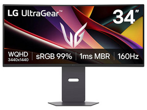 Monitor Curvo Gamer LG UltraGear de 34", Resolución 3440 x 1440, 160Hz, 1ms, Color Negro.