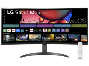 Monitor Curvo Smart LG 34SR60QC de 34", Resolución WQHD (3440 x 1440), 5 ms, 100Hz, Con Sistema WebOs, Color Negro.