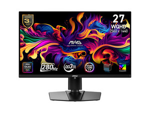 Monitor OLED MSI MAG 271QP QD-OLED X28 de 27", Resolución 2560 x 1440, 1 ms, 240 Hz, Color Negro.