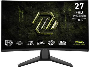 Monitor Curvo Gamer MSI MAG 274CF X24 de 27", Resolución 1920 x 1080 (Full HD), 1 ms, 240Hz, Color Negro.
