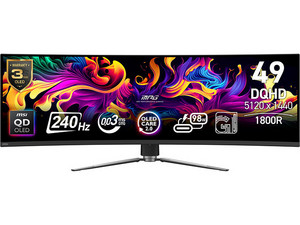 Monitor Curvo MSI MPG 491CQPX QD-OLED de 49" Resolución 5120 x 1440, 0.03 ms, 240 Hz. Color Negro.