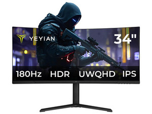 Monitor Gamer Curvo Yeyian Elysium34 de 34", Resolución UWQHD (3440 x 1440), 180Hz, 1ms, Color Negro.