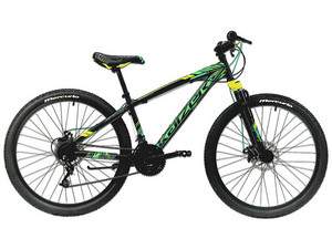Bicicleta para Montaña Mercurio Kaizer R26, Freno Disco Mecánico, Suspensión Tipo Tijera, Color Negro y Verde