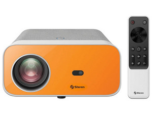 Proyector Multimedia Steren, 
Full HD 1920 x 1080p, 
Brillo de 300 lm, Contraste 1000:1, 
Wi-Fi, Bluetooth.