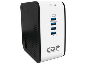 Regulador CDP R2CU-AVR1008, de 1000VA/500W con 8 contactos NEMA 5-15R y 4 contactos USB.