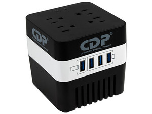Regulador CDP, 600 VA / 300 W, 4 USB de recarga, 4 contactos Nema 5-15P.