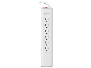 Barra Multicontacto Steren MULTI-V 6, 6 Contactos Aterrizados, Cable de 30cm. Color Blanco.