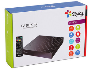 TV Box Stylos 4K con Android 9.0, Memoria RAM de 2GB, Almacenamiento 16GB  (Convierte tu TV convencional en Smart TV).