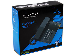 Teléfono Alámbrico Alcatel T22, con LED indicador. Color Negro.