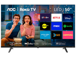 Television Smart TV AOC 50U7045 de 50", 4K UHD, Roku TV, Wi-Fi, HDMI.
