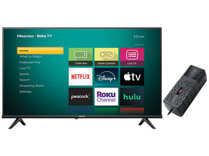 Televisión LED Smart TV Hisense 32A4NR de 31.5", Resolución 1280 x 720 (HD 720p), 60 Hz, Roku TV. Color negro. Incluye regulador VICA T-02 de 700W.