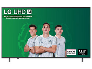 Televisión LED LG AI UA8055 Smart TV de 65", Resolución 3840 x 2160 (Ultra HD 4K), Wi-Fi, HDMI, HDR10 Pro, Control AI Magic Remote, Sistema WebOS 25, Color Negro.