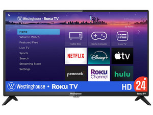 Televisión Westinghouse WR24HX2210 LED Smart TV de 24", Resolución 1280 x 720 (HD 720p), 60 Hz, Sistema RokuTV. Color Negro.