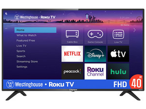 Televisión Westinghouse WR40FE2520 LED Smart TV de 40", Resolución 1920 x 1080 (Full HD 1080p), 60 Hz, Sistema RokuTV. Color Negro.