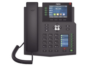 Teléfono IP Empresarial Fanvil X5U con Estándares Europeos, 16 líneas SIP con pantalla LCD a color 3.5", 30 teclas DSS, BLF, puertos Gigabit, IPv6, Opus y conferencia de 3 vías, PoE, DC.