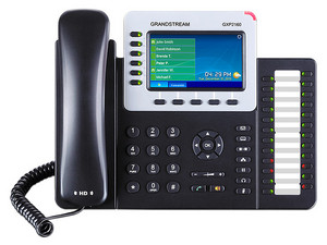 Teléfono IP Empresarial Grandstream GXP-2160 con hasta 6 líneas, pantalla de 7", PoE, WiFi. Color Negro.