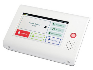 Terminal de Habitación IP ibernex , Pantalla táctil de 7", Audio Bidireccional, Altavoz y Lector RFID de 125 KHz, Compatible con NX1071 y NX1075.