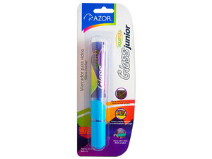 Marcador para Vidrio Azor Aquarelo Glass Jr, Punta tipo Cincel, Color Celeste.