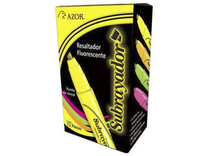 Resaltador AZOR Subrayador de Punta Cincel 6 mm, Color Naranja, (12 Piezas).