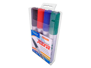 Marcador Azor Signal Xtra, 4 Piezas. Colores Surtidos (Negro, Verde, Rojo, Azul).