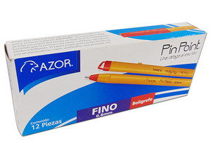 Bolígrafo Azor Pin Point, 0.7 mm, 12 Piezas. Color Rojo.