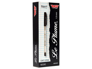 Bolígrafo BACO LE PLUME, 1.0 mm, 12 pzas, Color Negro.