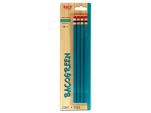 Lápiz BACO BACOPENCIL LP011 en Blister, 4 pzas, Color Verde.