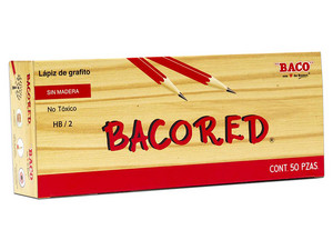 Lápiz de Grafito Baco LP017, Número 2, Madera, Color Rojo, (50 Piezas).