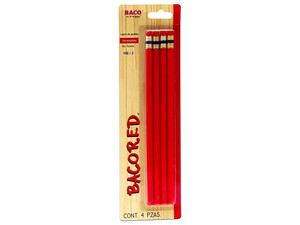 Lápiz BACO BACOPENCIL LP019 en Blister, 4 pzas, Color Rojo.