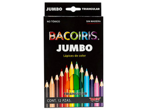 Colores BACO BACOIRIS, Triangulares, Jumbo, Colores Varios, Paquete con 12 piezas.