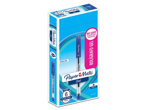 Bolígrafo de Gel Paper Mate de Punto Fino 0.7 mm, Color Azul, (6 Piezas).