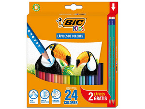 Colores Hexagonales BIC 9324, con Goma, Material de Resina, 24 piezas.