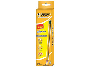 Lapiz BIC Evolution, 2 HB, Color Amarillo, Caja con 12 Piezas.
