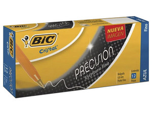 Bolígrafo BIC PRECISIÓN, Punto fino de 0.8mm, 12 pzas, Color Azul.