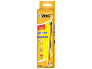 Paquete de Lápices Bic Evolution HB2, 12 piezas, Color amarillo.